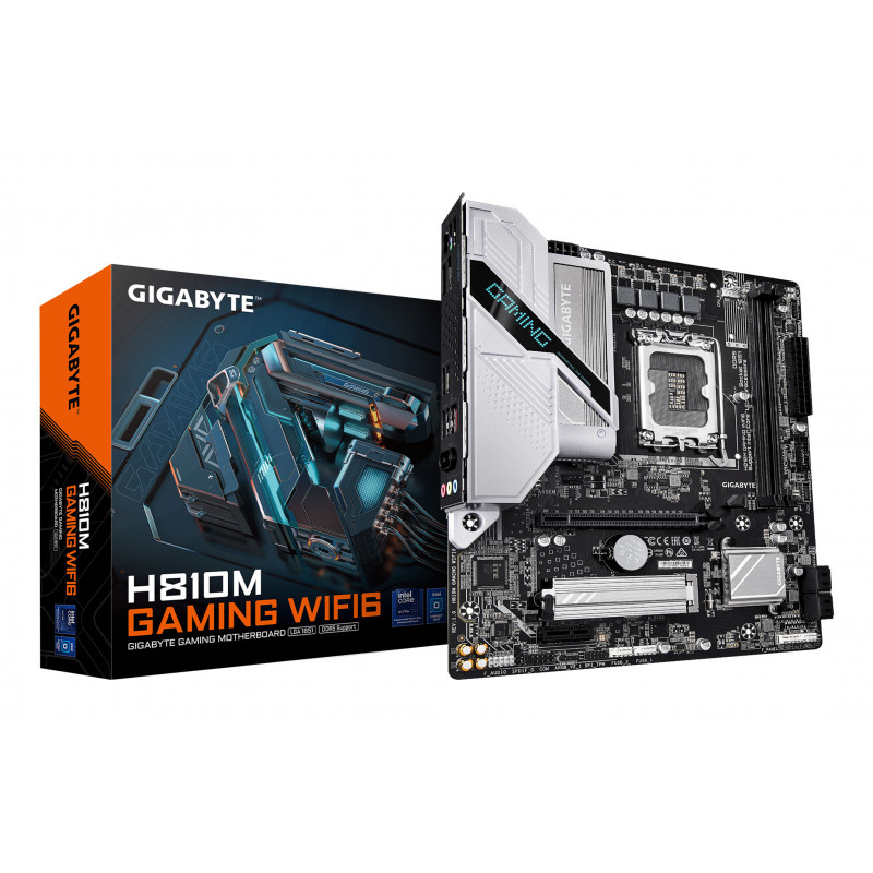 GIGABYTE H810M GAMING WIFI6 Carte mère - Processeurs Intel Core Ultra (Série 2), VRM 4+1+2 phases, jusqu'à 6400 MHz DDR5,