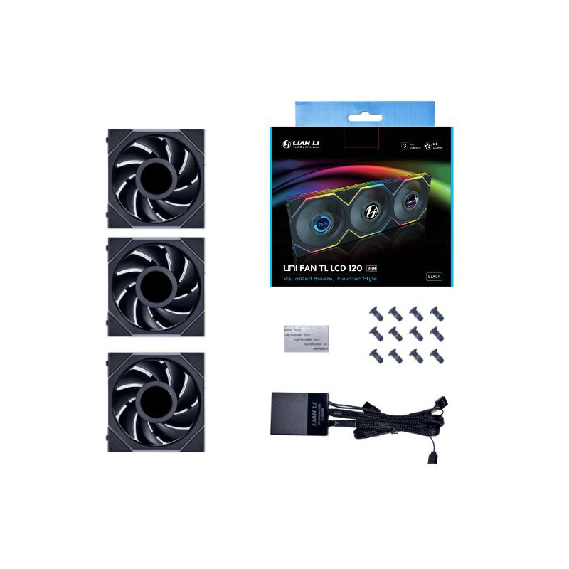 Lian Li Uni Fan TL120 LCD (noir) - Pack de 3
