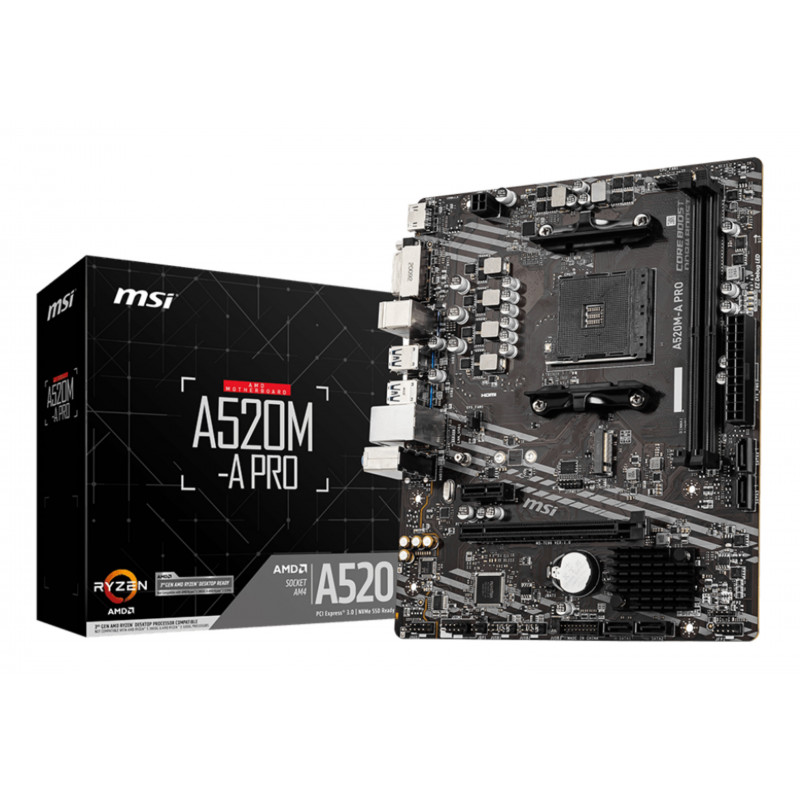 MSI A520M-A PRO carte mère AMD A520 Emplacement AM4 micro ATX MSI A520M-A PRO carte mère AMD A520 Emplacement AM4 micro ATX