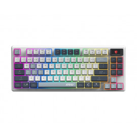 MSI FORGE GK600 TKL WIRELESS SKY clavier Gaming USB + Bluetooth QWERTY Ukrainien Bleu, Blanc