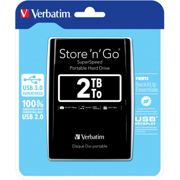 Verbatim Disque dur portable USB Store 'n' Go 3.0, 2 To, noir