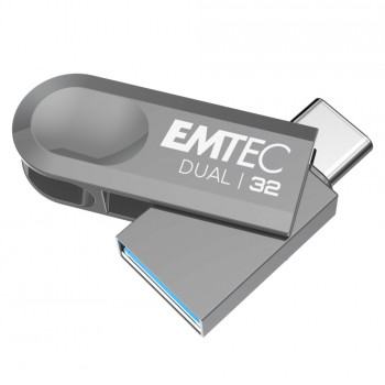 Emtec D280 Dual lecteur USB flash 32 Go USB Type-A   USB Type-C 3.2 Gen 1 (3.1 Gen 1) Argent