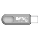 Emtec D280 Dual lecteur USB flash 32 Go USB Type-A   USB Type-C 3.2 Gen 1 (3.1 Gen 1) Argent