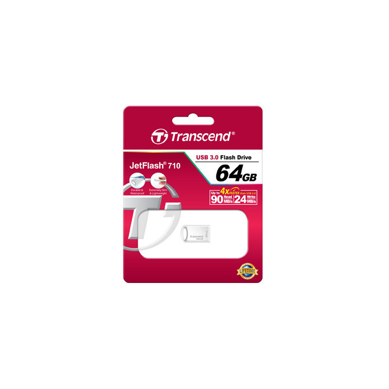 Transcend JetFlash 710S 64GB lecteur USB flash 64 Go USB Type-A 3.2 Gen 1 (3.1 Gen 1) Argent