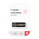 Verbatim V200 Metal USB Drive 64GB lecteur USB flash 64 Go USB Type-A 3.2 Gen 1 (3.1 Gen 1) Noir