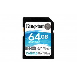 Kingston Technology Canvas Go! Plus Carte SDXC Canvas Go Plus 170R C10 UHS-I U3 V30 de 64 Go