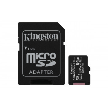 Kingston Technology Canvas Select Carte micSDXC Plus 100R A1 C10 de 64 Go + ADP
