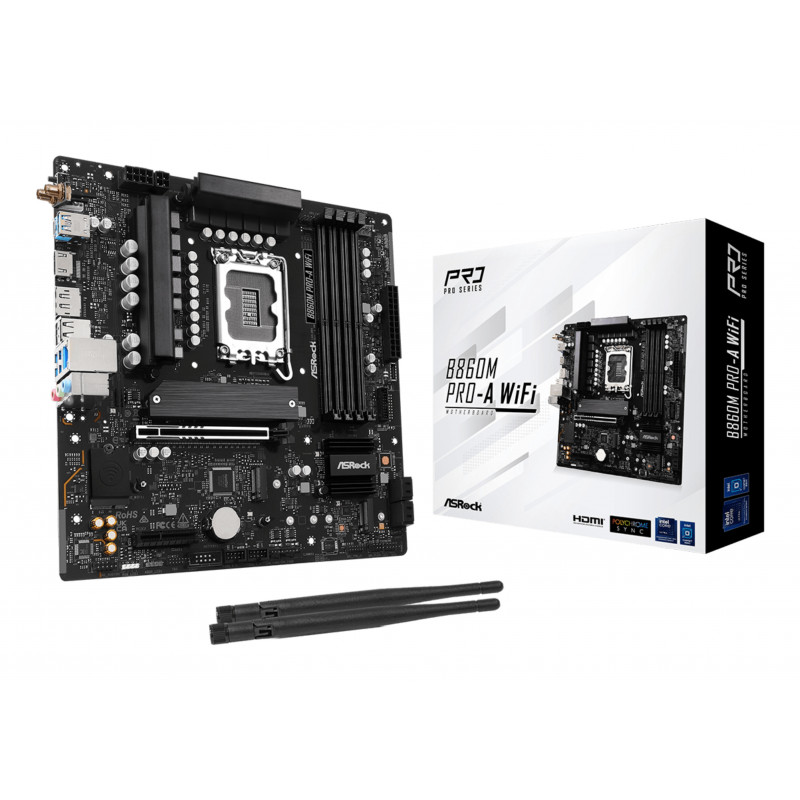 Asrock B860M Pro-A WiFi Intel B860 LGA 1851 (Socket V1) micro ATX