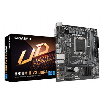 GIGABYTE H610M H V3 DDR4 Carte mère - Compatible avec processeurs Intel Core 14th CPUs, 4+1+1 Hybrid Phases Digital VRM, up to