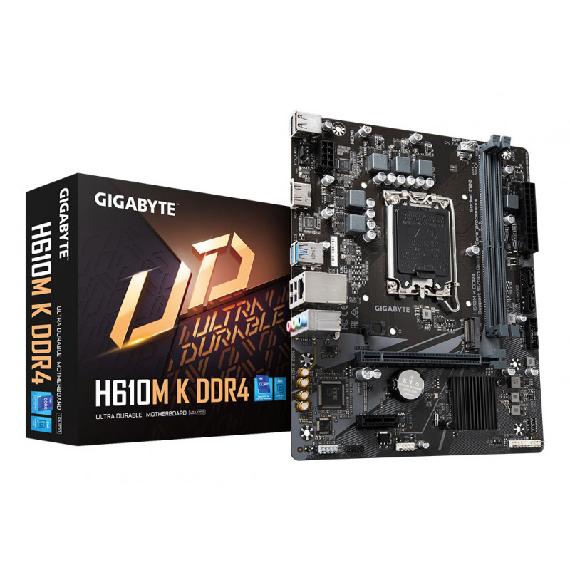 GIGABYTE H610M K DDR4 Carte mère - Compatible avec processeurs Intel Core 14th Gen CPUs, 3+1+1 Phases Hybrid Power Design, up