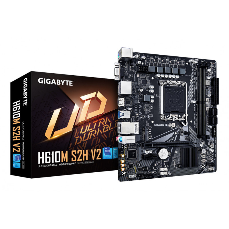 GIGABYTE H610M S2H V2 Carte mère - Prend en charge les processeurs Intel Core 14e génération, VRM numérique hybride 4+1+1