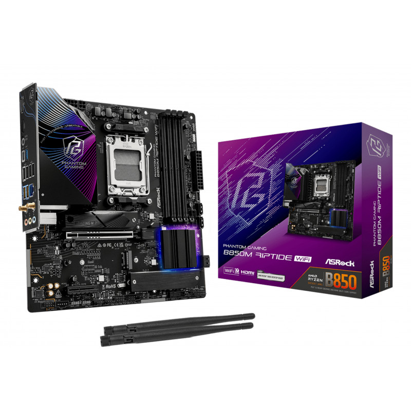 Asrock Phantom Gaming B850M Riptide WiFi AMD B850 Emplacement AM5 micro ATX