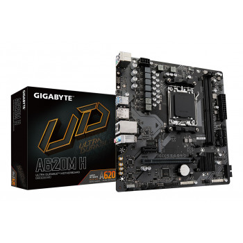 GIGABYTE A620M H Carte Mère - Prend en charge les processeurs AMD Ryzen 8000, VRM numérique 5+2+2 phases, jusqu'à 7200MHz DDR5