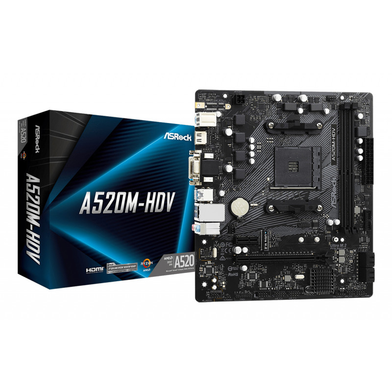 Asrock A520M-HDV Emplacement AM4 micro ATX