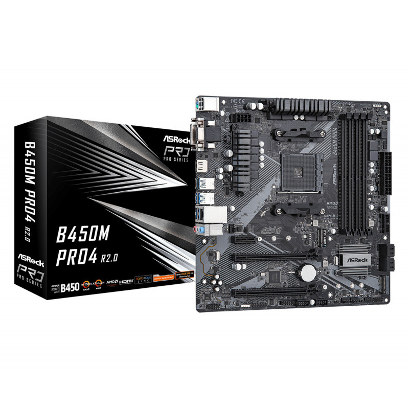 Asrock B450M Pro4 R2.0 AMD B450 Emplacement AM4 micro ATX