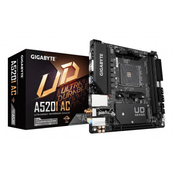 GIGABYTE A520I AC Carte Mère - Prend en charge les processeurs AMD Ryzen 5000 Series AM4, 6 phases VRM numériques, jusqu'à