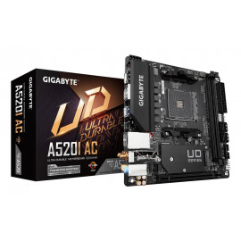 GIGABYTE A520I AC Carte Mère - Prend en charge les processeurs AMD Ryzen 5000 Series AM4, 6 phases VRM numériques, jusqu'à
