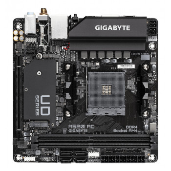 GIGABYTE A520I AC Carte Mère - Prend en charge les processeurs AMD Ryzen 5000 Series AM4, 6 phases VRM numériques, jusqu'à