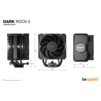 be quiet! Dark Rock 5 | Ventirad mono tour, socket Intel et AMD
