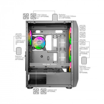 Mars Gaming MCKXW unité centrale Tower Blanc
