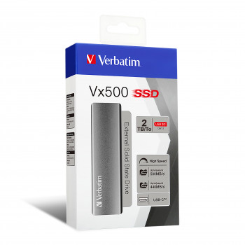 Verbatim Vx500 2 To USB Type-C 3.2 Gen 2 (3.1 Gen 2) Argent