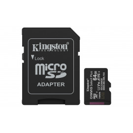 Kingston Technology 64GB microSDXC Canvas Select Plus Gen3 100MB s A1 (Adaptateur SD inclus)
