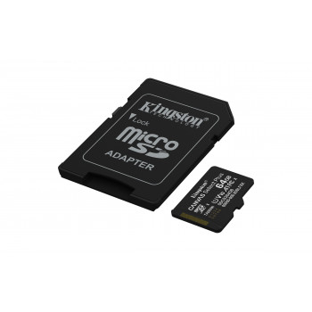 Kingston Technology 64GB microSDXC Canvas Select Plus Gen3 100MB s A1 (Adaptateur SD inclus)