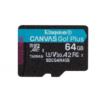 Kingston Technology Carte microSDXC Canvas Go Plus Gen4 200 Mo s A2 U3 V30 64 Go + adaptateur