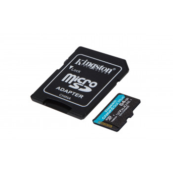 Kingston Technology Carte microSDXC Canvas Go Plus Gen4 200 Mo s A2 U3 V30 64 Go + adaptateur