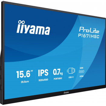 iiyama ProLite P1671HSC-B1 écran plat de PC 39,6 cm (15.6") 1920 x 1080 pixels Full HD LED Noir