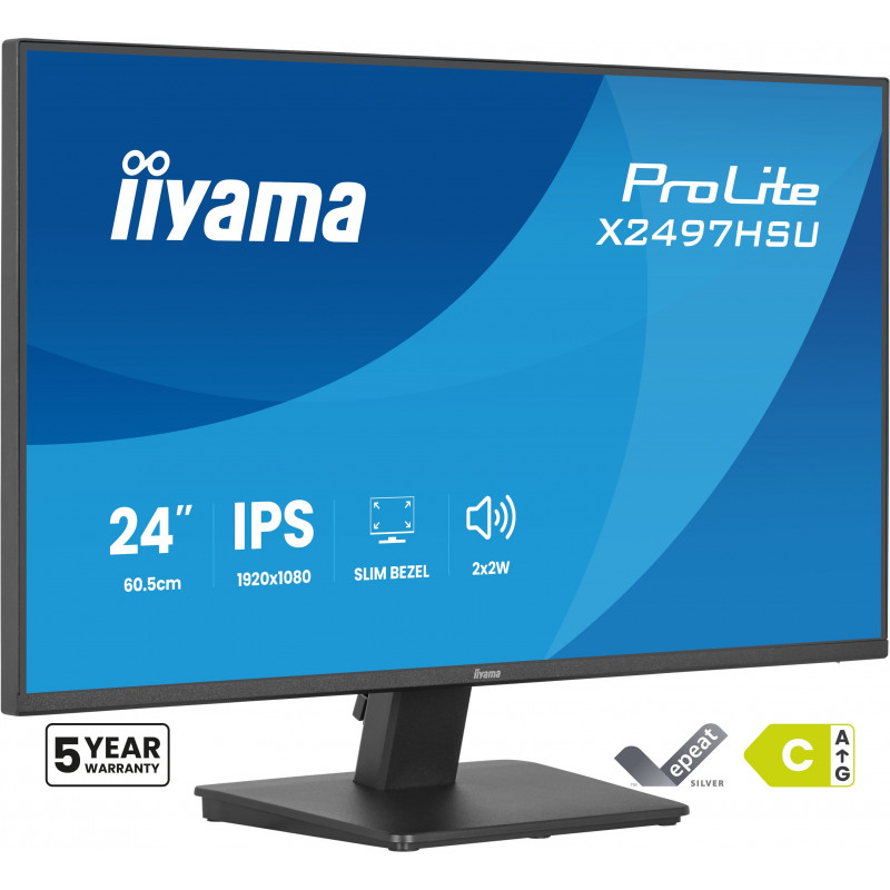 iiyama ProLite X2497HSU-B1 écran plat de PC 60,5 cm (23.8") 1920 x 1080 pixels Full HD LED Noir