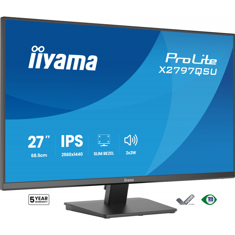iiyama ProLite X2797QSU-B1 écran plat de PC 68,6 cm (27") 2560 x 1440 pixels Quad HD LED Noir