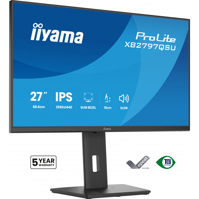 iiyama ProLite XB2797QSU-B1 écran plat de PC 68,6 cm (27") 2560 x 1440 pixels Quad HD LED Noir