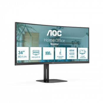 AOC V5 CU34V5C BK écran plat de PC 86,4 cm (34") 3440 x 1440 pixels Wide Quad HD LED Noir