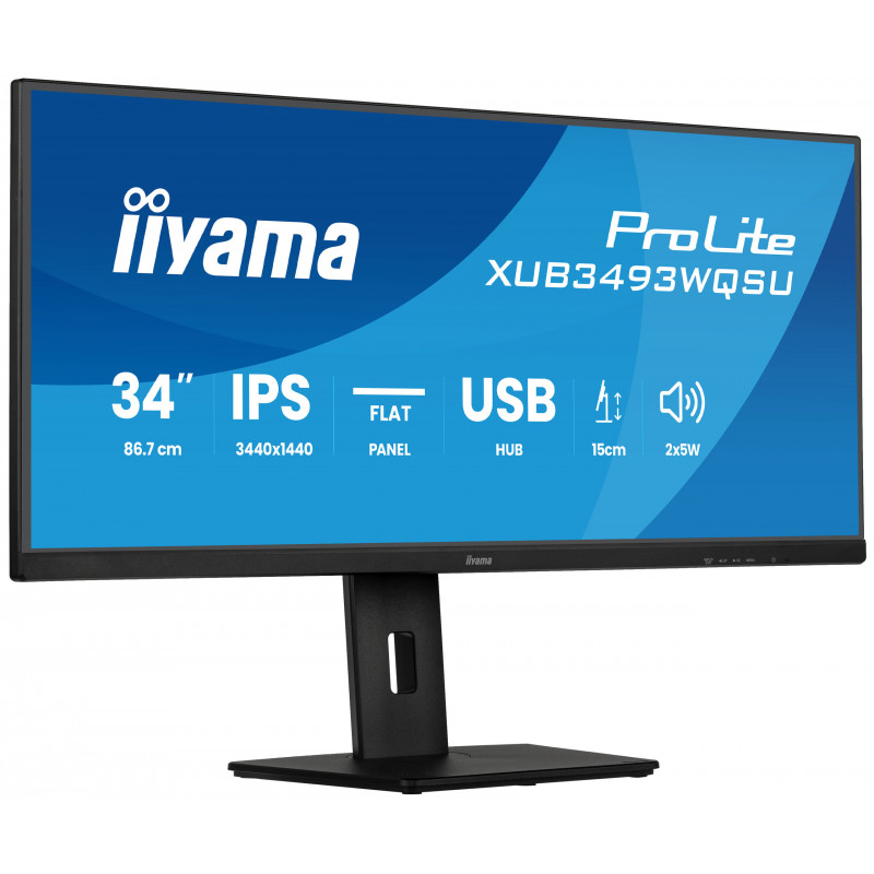 iiyama ProLite XUB3493WQSU-B6 écran plat de PC 86,4 cm (34") 3440 x 1440 pixels UltraWide Quad HD LED Noir