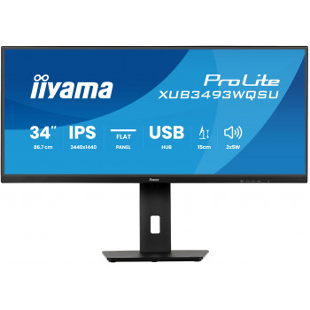 iiyama ProLite XUB3493WQSU-B6 écran plat de PC 86,4 cm (34") 3440 x 1440 pixels UltraWide Quad HD LED Noir