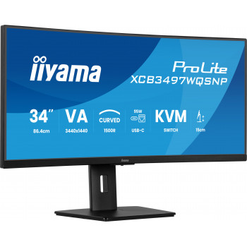 iiyama ProLite XCB3497WQSNP-B1 écran plat de PC 86,4 cm (34") 3440 x 1440 pixels UltraWide Quad HD LED Noir