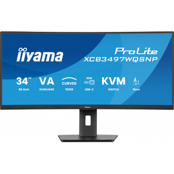 iiyama ProLite XCB3497WQSNP-B1 écran plat de PC 86,4 cm (34") 3440 x 1440 pixels UltraWide Quad HD LED Noir