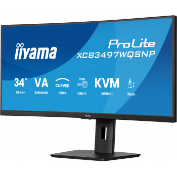 iiyama ProLite XCB3497WQSNP-B1 écran plat de PC 86,4 cm (34") 3440 x 1440 pixels UltraWide Quad HD LED Noir