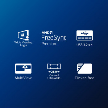 Philips E Line 346E2CUAE 00 écran plat de PC 86,4 cm (34") 3440 x 1440 pixels Wide Quad HD+ LCD Noir