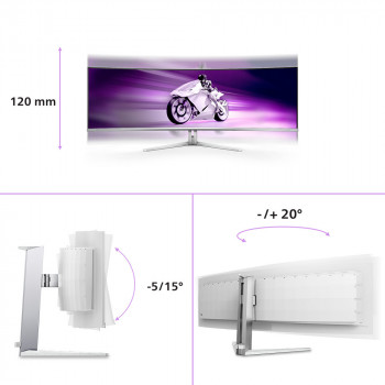 Philips Evnia 8000 49M2C8900L 00 écran plat de PC 124,2 cm (48.9") 5120 x 1440 pixels Dual QHD QD-OLED Blanc