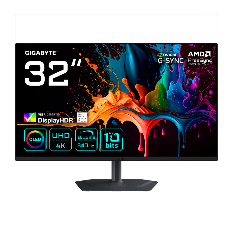 GIGABYTE MO32U2 Moniteur Gaming OLED 32” 4K UHD - 3840 x 2160, 240Hz, 0.03ms, 250 cd m², G-Sync Compatible, FreeSync Premium