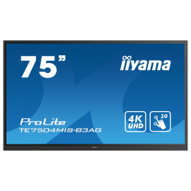 iiyama TE7504MIS-B3AG Écran d'affichage dynamique Écran plat interactif 190,5 cm (75") Wifi 400 cd m² 4K Ultra HD Noir Écran