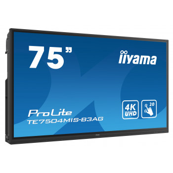 iiyama TE7504MIS-B3AG Écran d'affichage dynamique Écran plat interactif 190,5 cm (75") Wifi 400 cd m² 4K Ultra HD Noir Écran