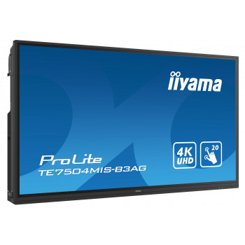 iiyama TE7504MIS-B3AG Écran d'affichage dynamique Écran plat interactif 190,5 cm (75") Wifi 400 cd m² 4K Ultra HD Noir Écran