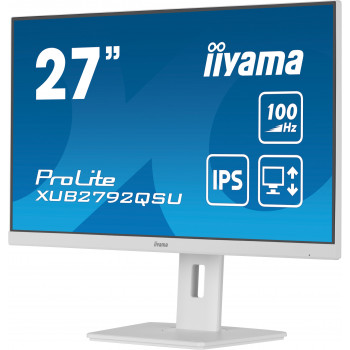 iiyama ProLite XUB2792QSU-W6 écran plat de PC 68,6 cm (27") 2560 x 1440 pixels Quad HD LED Blanc