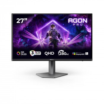 AOC AGON PRO AG276QZD2 écran plat de PC 67,3 cm (26.5") 2560 x 1440 pixels Quad HD QD-OLED Noir, Gris