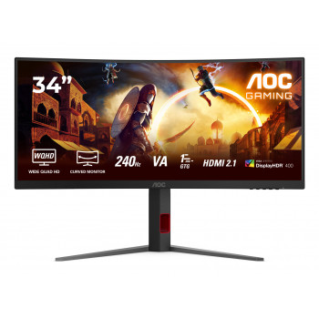AOC G4 CU34G4Z écran plat de PC 86,4 cm (34") 3440 x 1440 pixels Wide Quad HD LED Noir, Rouge
