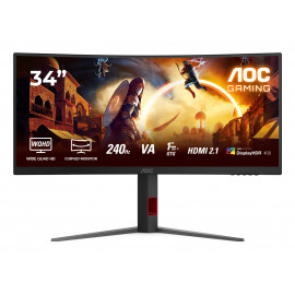 AOC G4 CU34G4Z écran plat de PC 86,4 cm (34") 3440 x 1440 pixels Wide Quad HD LED Noir, Rouge