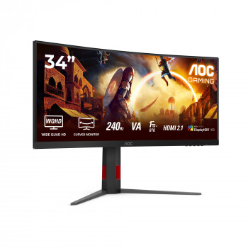 AOC G4 CU34G4Z écran plat de PC 86,4 cm (34") 3440 x 1440 pixels Wide Quad HD LED Noir, Rouge